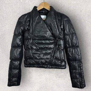 Bebe Black Puffer Jacket Down Fill Feather Size XS Asymmetric Winter Coat‎ Zip